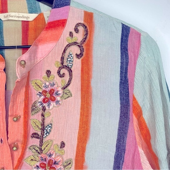 Soft Surroundings Icon Stripe Aruba Caftan Dress Size XS - Picture 7 of 10